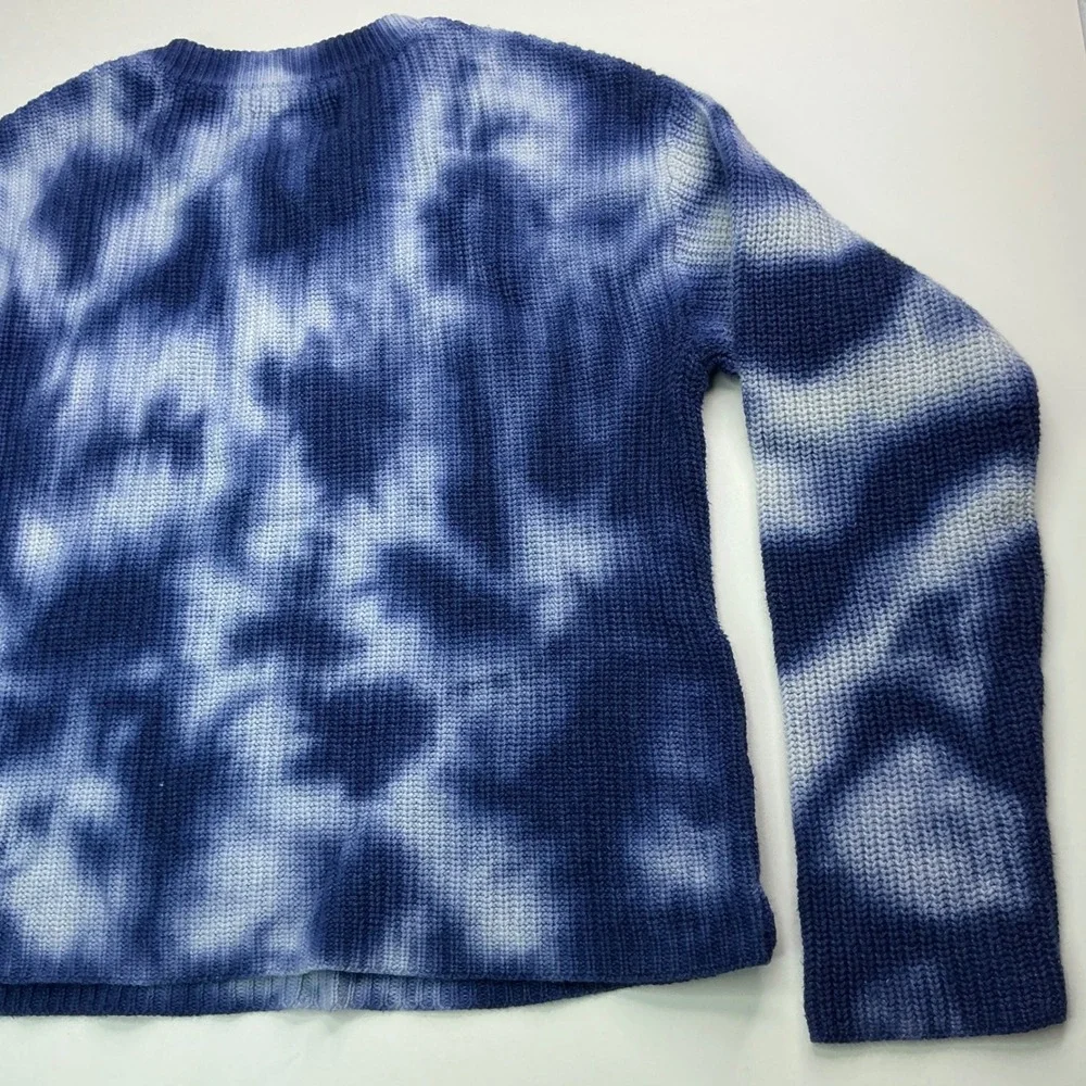 Justice Blue Tie Dye Knit Sweater Girls Size 8 Lace Up Side Detail Pullover